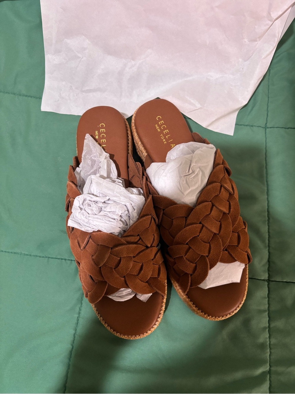 CECELIA NEW YORK Braided Tan Slide Mules